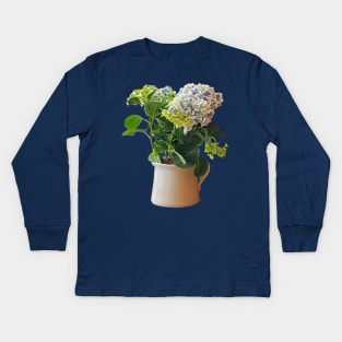 Blue Hydrangea Plant Kids Long Sleeve T-Shirt